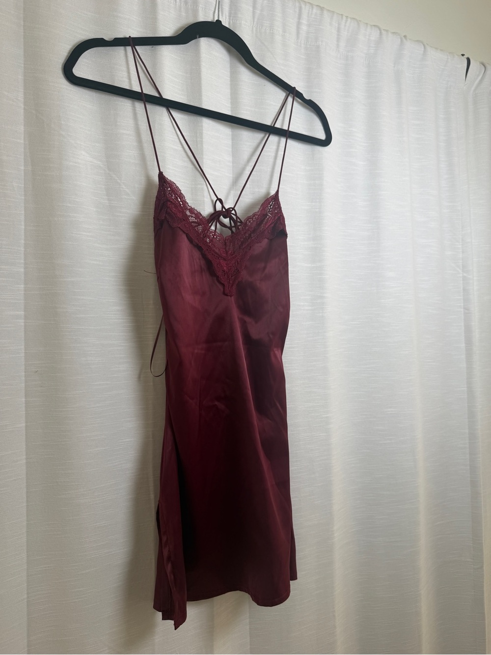 Edikted Whitney Lace Trim Satin Mini Dress Burgundy Slip Dress | NWT Size XS - Picture 9 of 17